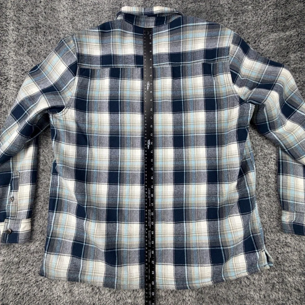 Aeropostale Mens Large Plaid Flannel Shirt Blue White Gray Button Up Long Sleeve